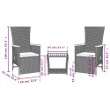 VidaXL 3-cz. zestaw mebli ogrodowych z poduszkami, czarny, rattan PE
