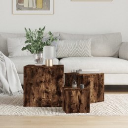 VidaXL Stoliki, 3 szt., przydymiony dąb, materiał drewnopochodny