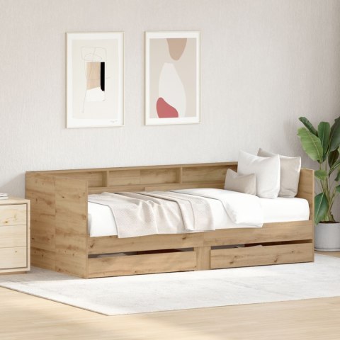 VidaXL Dzienny Łóżko w Dębie Dąb rzemieślniczy Płyta wiórowa 100 x 200 cm
