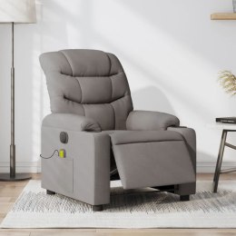VidaXL Rozkładany fotel masujący, elektryczny, kolor taupe, tkanina