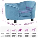 VidaXL Sofa dla psa, turkusowa, 69x49x40 cm, pluszowa