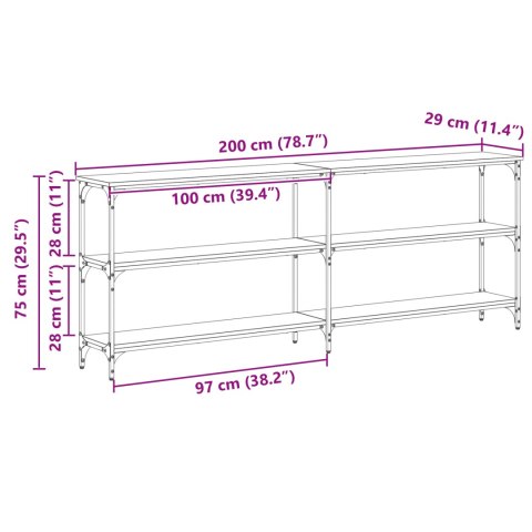 VidaXL Stół Konsolowy Stare Drewno 200x29x75 cm Drewno Inżynieryjne VidaXL Stół Konsolowy Stare Drewno 200x29x75 cm Drewno Inżynieryjne