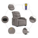 VidaXL Podnoszony fotel masujący, elektryczny, rozkładany, kolor taupe
