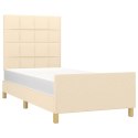 VidaXL Rama łóżka bez materaca Kremowa 90x190 cm Tkanina