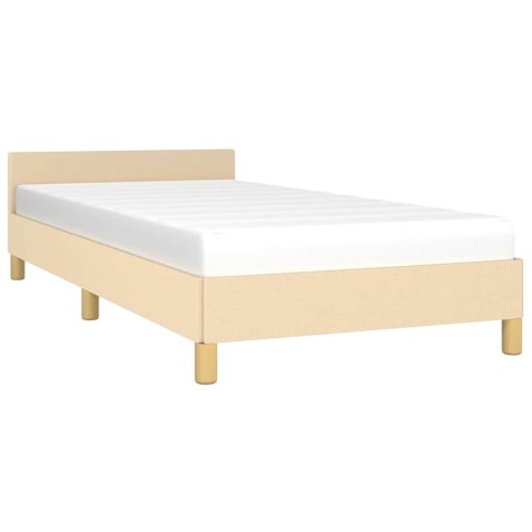 VidaXL Rama łóżka z zagłówkiem bez materaca, kremowa, 90x190cm tkaniną VidaXL Rama łóżka z zagłówkiem bez materaca, kremowa, 90x190cm tkaniną