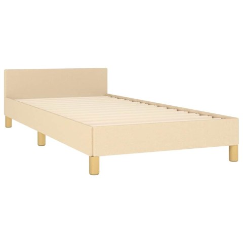 VidaXL Rama łóżka z zagłówkiem bez materaca, kremowa, 90x190cm tkaniną VidaXL Rama łóżka z zagłówkiem bez materaca, kremowa, 90x190cm tkaniną