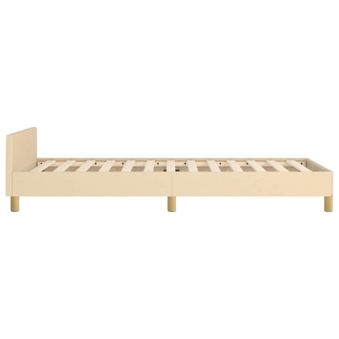 VidaXL Rama łóżka z zagłówkiem bez materaca, kremowa, 90x190cm tkaniną VidaXL Rama łóżka z zagłówkiem bez materaca, kremowa, 90x190cm tkaniną