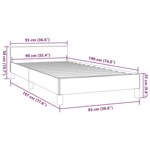 VidaXL Rama łóżka z zagłówkiem bez materaca, kremowa, 90x190cm tkaniną VidaXL Rama łóżka z zagłówkiem bez materaca, kremowa, 90x190cm tkaniną