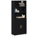 VidaXL Luksusowy mebel Czarny dąb 69.5x34x180 cm z drewna inżynieryjnego, vidaXL Boczniak Czarny dąb 69.5x34x90 cm z drewna inży