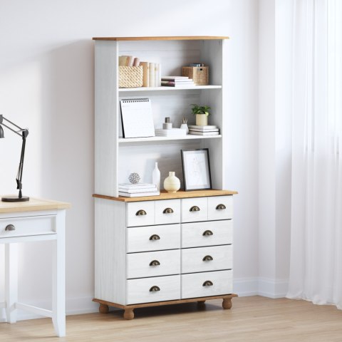 Hutch vidaXL "ASKIM" Biała 91x40x183 cm Drewno Sosnowe, Hutch vidaXL "ASKIM" Biała 91x30x104 cm Drewno Sosnowe, Hutch z szuflada
