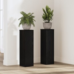 VidaXL Stojaki na rośliny 2 szt. z czarnego dębu 17x17x60 cm z drewna inżynieryjnego