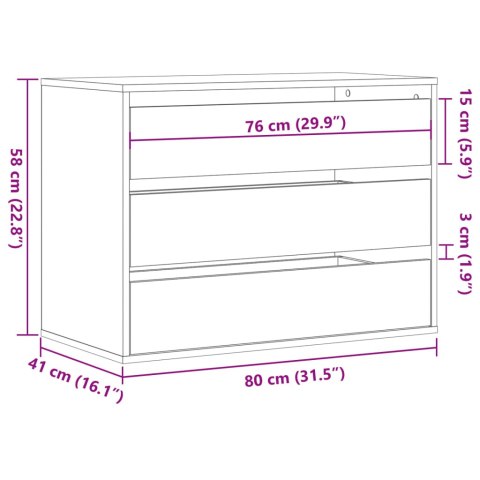 VidaXL Komoda, brązowy dąb, 80x41x58 cm, materiał drewnopochodny VidaXL Komoda, brązowy dąb, 80x41x58 cm, materiał drewnopochodny