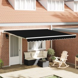 VidaXL Manualna Markiza Chowana Czarna 400x350 cm, vidaXL Materiał wymienny do markizy 4x3,5 m Czarny