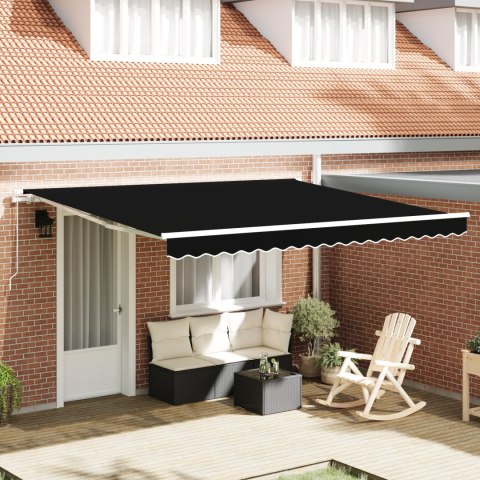 VidaXL Manualna Markiza Chowana Czarna 400x350 cm, vidaXL Materiał wymienny do markizy 4x3,5 m Czarny