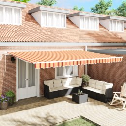 VidaXL Markiza chowana w kolorze pomarańczowym i żółtym 500x350 cm