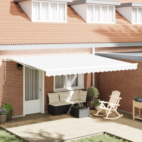 VidaXL Ręczna Chowana Markiza Biała 450x300 cm, vidaXL Tkanina do wymiany markizy dla ramy 4,5x3 m Biała