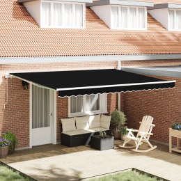VidaXL Ręczna Markiza Chowana Czarna 450x300 cm, vidaXL Materiał do wymiany markizy dla ramy 4.5x3 m Czarny