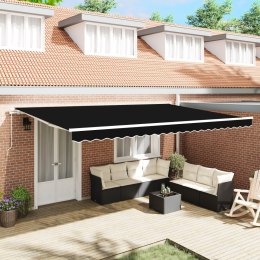 Czarna ręczna chowana markiza 500x350 cm vidaXL, Materiał wymienny do markizy 5x3.5 m Czarny