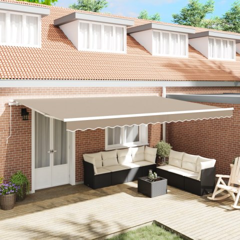 Manualna markiza chowana vidaXL beżowa 500x350 cm, Materiał na wymianę do markizy o ramie 5x3,5 m beżowy