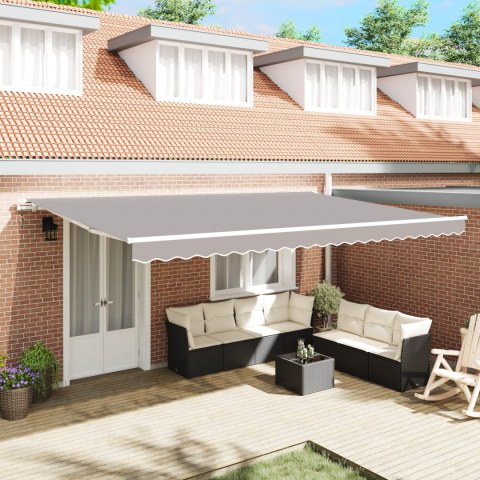 Ręczna markiza chowana vidaXL Szary 500x350 cm, Tkanina zapasowa do markizy vidaXL na ramę 5x3.5 m Szary