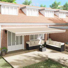 VidaXL Ręczna Chowana Markiza Beżowa 600x300 cm, vidaXL Tkanina Zastępcza na Markizę 6x3 m Beżowa