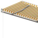 VidaXL Ręcznie zwijana markiza z słupkami, 4,5x3,5 m, żółto-biała