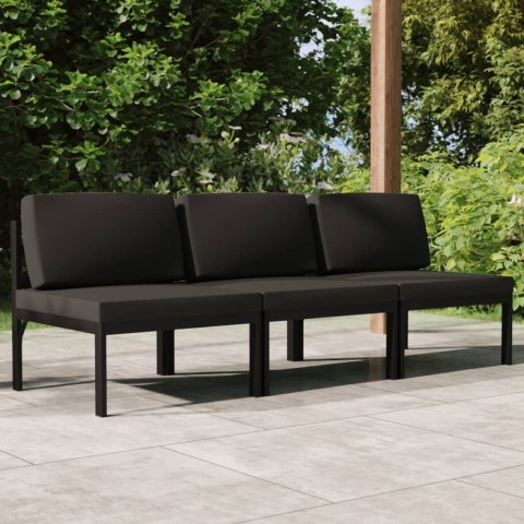 VidaXL 3-os. sofa ogrodowa z poduszkami, aluminium, antracytowa