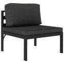 VidaXL 3-os. sofa ogrodowa z poduszkami, aluminium, antracytowa
