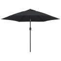 VidaXL Parasol ogrodowy z LED i stalowym słupkiem, 300 cm, czarny