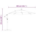 VidaXL Parasol wiszący z LED i stalowym słupkiem, 300 cm, taupe