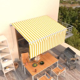 VidaXL Ręcznie zwijana markiza z zasłoną, 3x2,5 m, żółto-biała