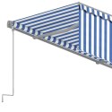 VidaXL Ręcznie zwijana markiza z zasłoną, 4x3 m, niebiesko-biała
