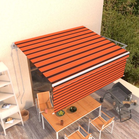 VidaXL Automatyczna markiza z zasłoną, 4,5x3 m, pomarańcz-brąz