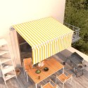 VidaXL Automatycznie zwijana markiza z zasłoną, 3x2,5 m, żółto-biała