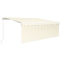 VidaXL Ręcznie zwijana markiza z zasłoną i LED, 4x3 m, kremowa