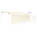 VidaXL Ręcznie zwijana markiza z zasłoną i LED, 4x3 m, kremowa
