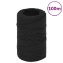VidaXL Linka żeglarska, czarna jednolita, 2 mm, 100 m, polipropylen