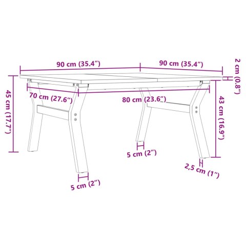 VidaXL Stolik kawowy z nogami w kształcie litery Y, 90x90x45 cm VidaXL Stolik kawowy z nogami w kształcie litery Y, 90x90x45 cm
