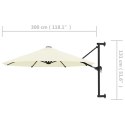 VidaXL Parasol ścienny na metalowym słupku, 300 cm, piaskowy