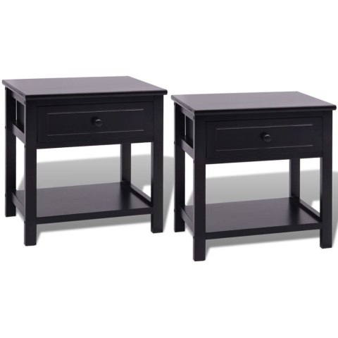 Szafki nocne, 2 szt., drewniane, czarne Szafki nocne, 2 szt., drewniane, czarne