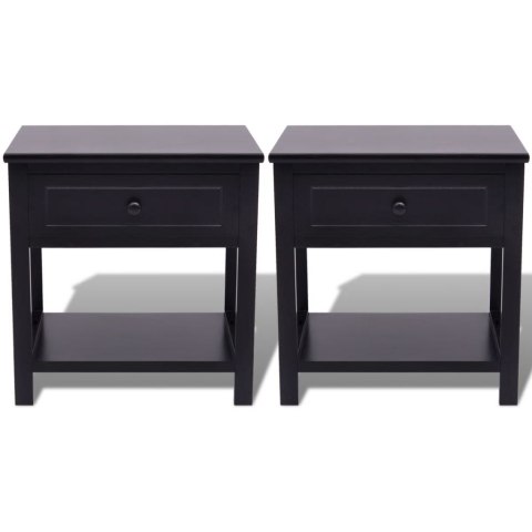 Szafki nocne, 2 szt., drewniane, czarne Szafki nocne, 2 szt., drewniane, czarne