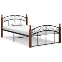  Rama łóżka, czarny metal i lite drewno dębowe, 120x200 cm