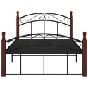  Rama łóżka, czarny metal i lite drewno dębowe, 120x200 cm