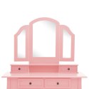  Toaletka ze stołkiem, różowa, 100x40x146 cm, drewno paulowni