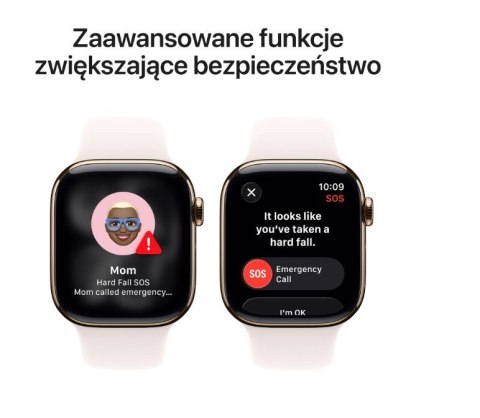 Apple Watch Series 11 GPS + Cellular koperta 42 mm z tytanu w kolorze złotym, pasek sportowy w kolorze łagodnego różu - rozmiar S/M