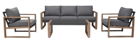 Zestaw Mebli Ogrodowych DUISBURG Sofa Fotel Stolik ANTRACYT / BRĄZOWY