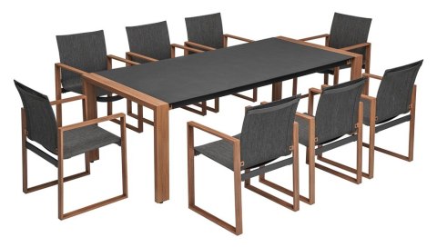 Zestaw Mebli Ogrodowych Jadalnianych DUISBURG dla 8 Osób Stół i 8 Foteli ANTRACYT / BRĄZOWY