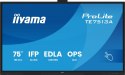 IIYAMA Monitor 75 cali TE7513A-B1AG INFRARED, 40pkt, IPS, 4K, 7H, 450cd/m2, WiFi, USB, ANDROID 14, Google EDLA, 2x20W, uchwyt ścienny