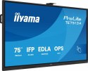 IIYAMA Monitor 75 cali TE7513A-B1AG INFRARED, 40pkt, IPS, 4K, 7H, 450cd/m2, WiFi, USB, ANDROID 14, Google EDLA, 2x20W, uchwyt ścienny