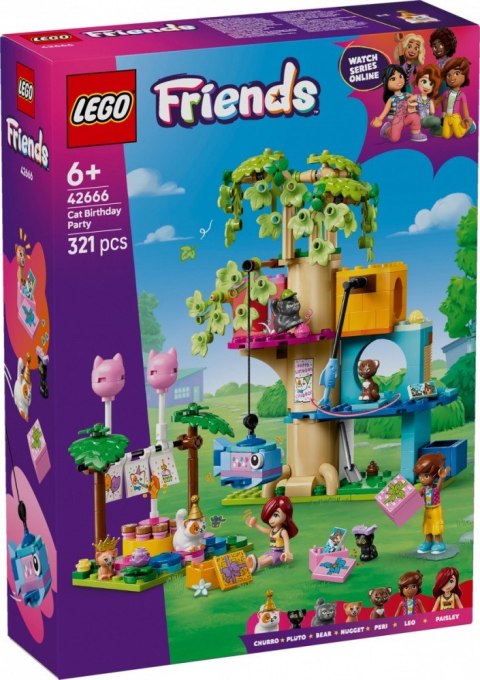 LEGO Klocki Friends 42666 Kocie przyjęcie urodzinowe i domek na drzewie
